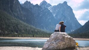 couple on a rock in nature in blog about crying when mad by erin moore, centered one