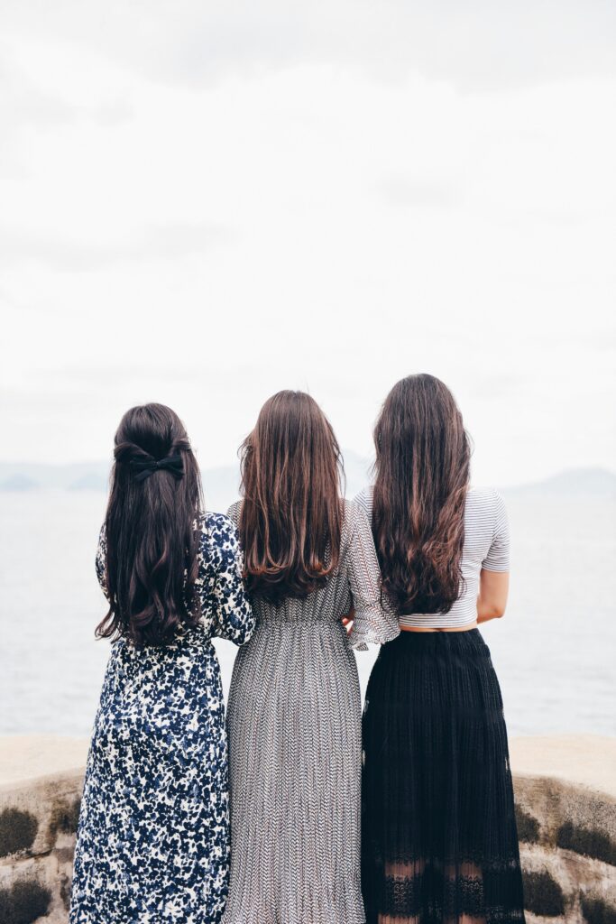 3 friends in blog about grief flowers by erin moore centered one