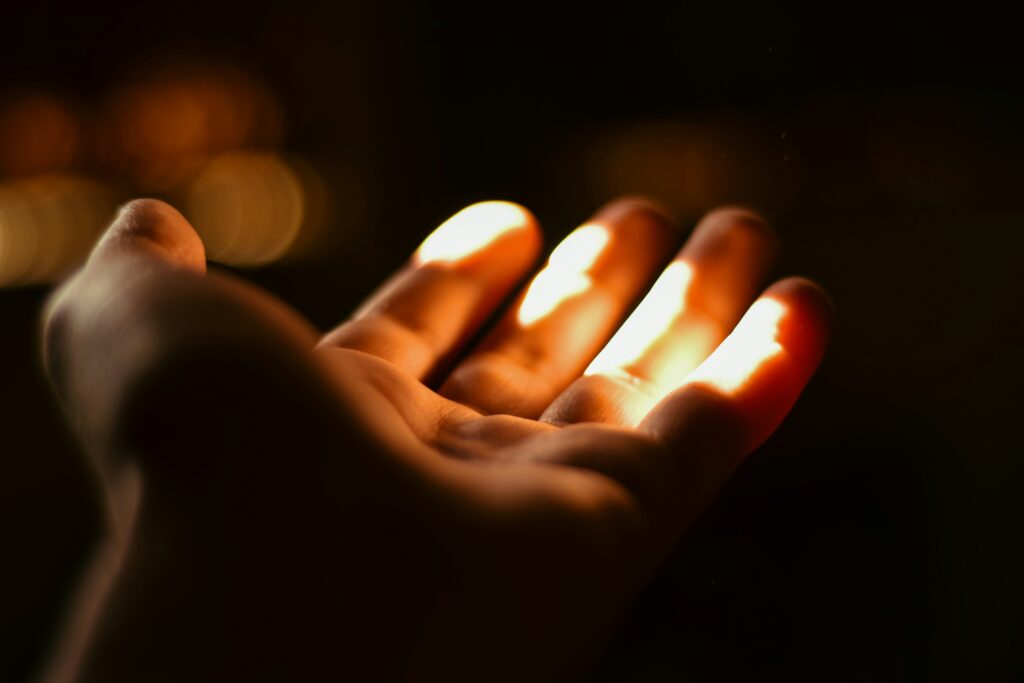 open hand in blog about trauma release exercises by erin moore centered one